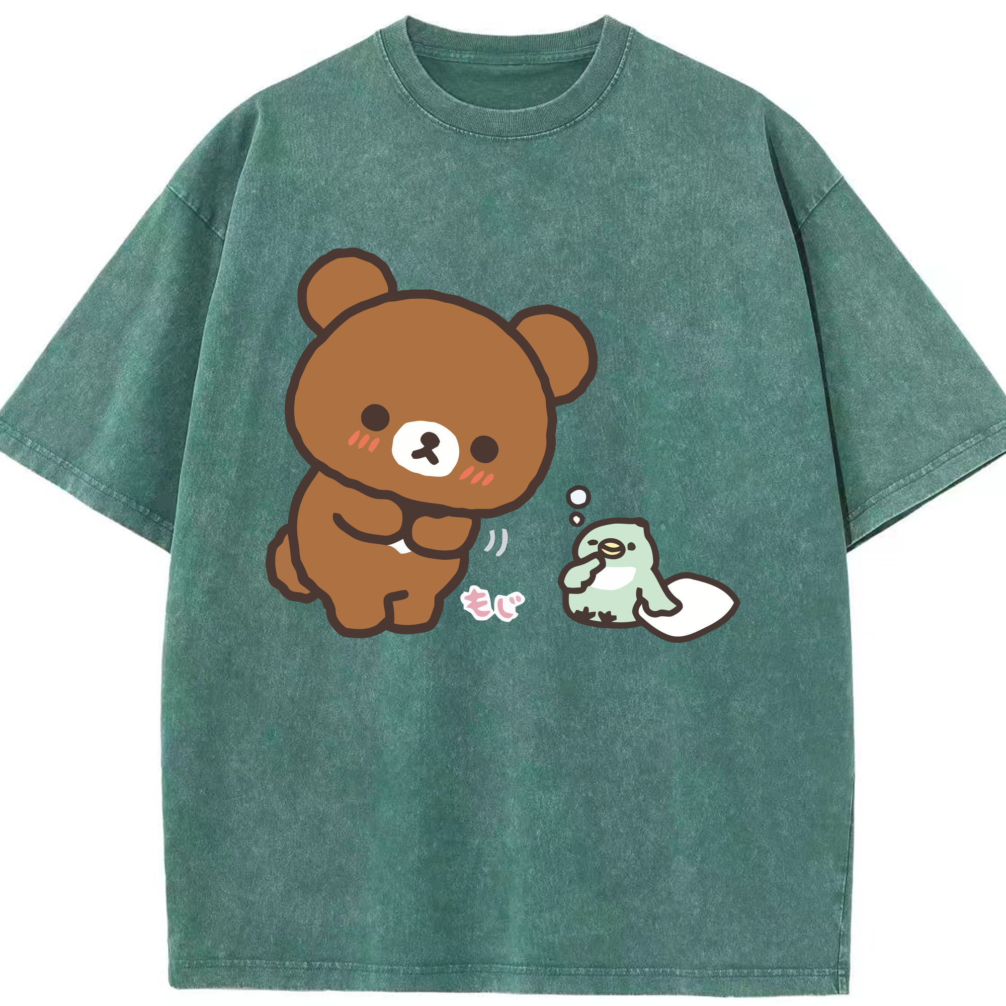 （画像用） リラックマ リラックマ キイロイトリ Rilakkuma Korilakkuma Kiiroitori 綿100% ヴィンテージ風 半袖Tシャツ（フロントプリント）